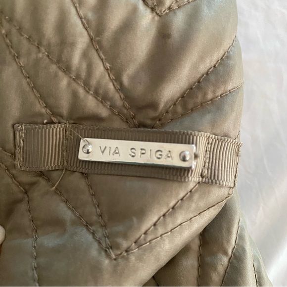 Via Spiga jacket zig zag quilted midi puffer SZ S. NWOT Color Sage. - Picture 10 of 15